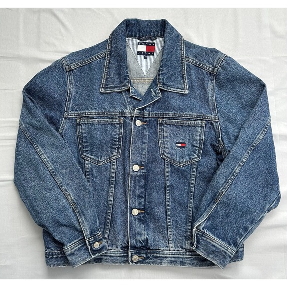 Tommy Hilfiger Other - RARE VTG Y2K Tommy Hilfiger Mens Trucker Denim Jacket Button Logo Point Collar M